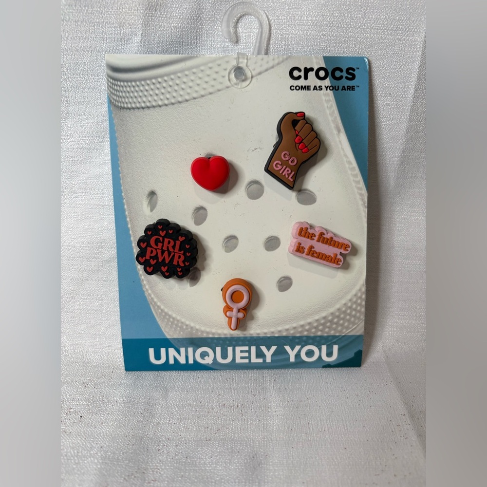 CROCS Uniquely You Girl Power Jibbitz Charms - Red, Black, Orange